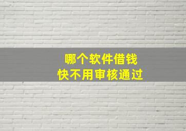 哪个软件借钱快不用审核通过