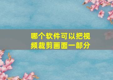 哪个软件可以把视频裁剪画面一部分