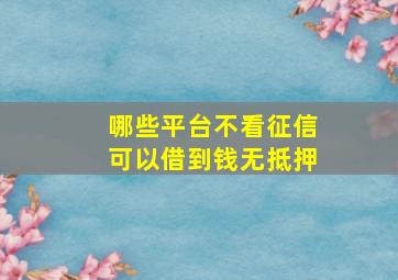 哪些平台不看征信可以借到钱无抵押