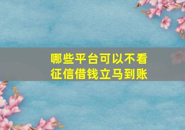 哪些平台可以不看征信借钱立马到账