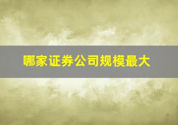 哪家证券公司规模最大