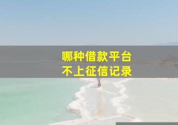 哪种借款平台不上征信记录