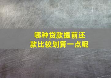 哪种贷款提前还款比较划算一点呢