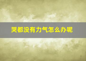 哭都没有力气怎么办呢