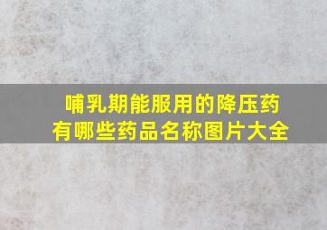 哺乳期能服用的降压药有哪些药品名称图片大全