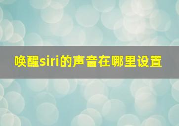 唤醒siri的声音在哪里设置