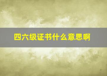 四六级证书什么意思啊