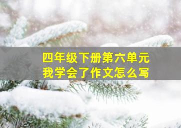 四年级下册第六单元我学会了作文怎么写