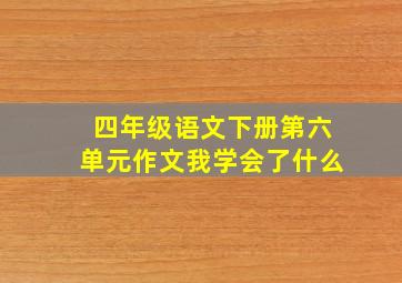 四年级语文下册第六单元作文我学会了什么