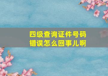 四级查询证件号码错误怎么回事儿啊