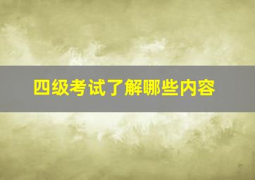 四级考试了解哪些内容