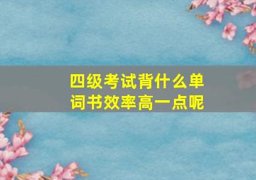 四级考试背什么单词书效率高一点呢