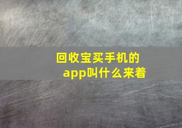 回收宝买手机的app叫什么来着