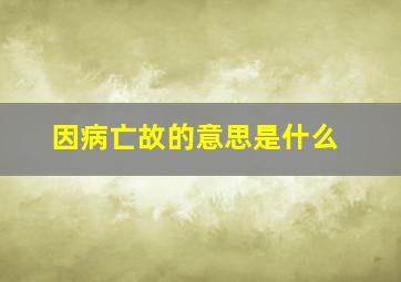 因病亡故的意思是什么