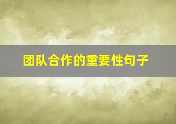 团队合作的重要性句子