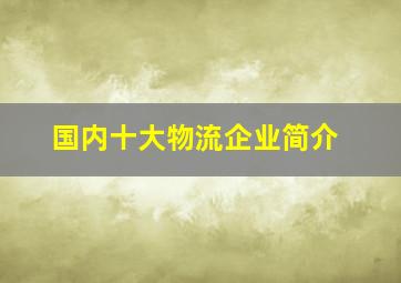 国内十大物流企业简介