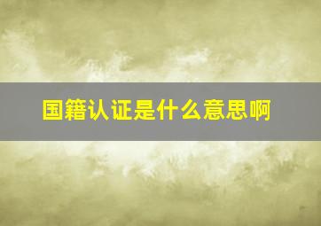 国籍认证是什么意思啊