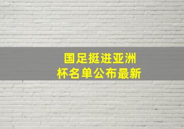 国足挺进亚洲杯名单公布最新