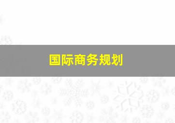 国际商务规划