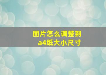 图片怎么调整到a4纸大小尺寸