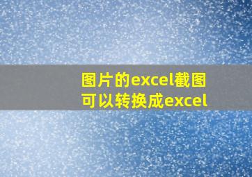 图片的excel截图可以转换成excel