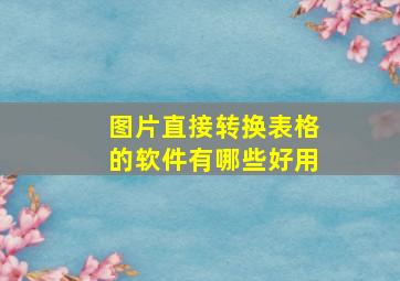 图片直接转换表格的软件有哪些好用