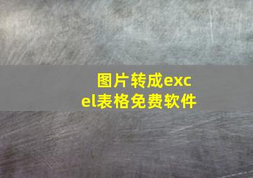 图片转成excel表格免费软件