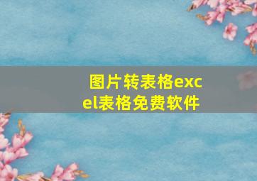 图片转表格excel表格免费软件