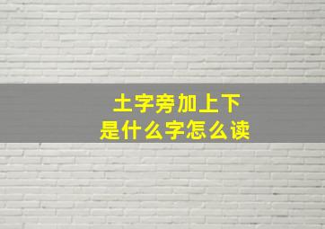 土字旁加上下是什么字怎么读