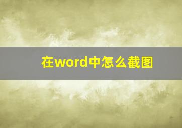 在word中怎么截图