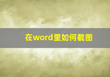 在word里如何截图