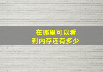 在哪里可以看到内存还有多少