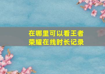 在哪里可以看王者荣耀在线时长记录