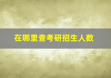 在哪里查考研招生人数