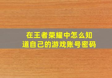 在王者荣耀中怎么知道自己的游戏账号密码