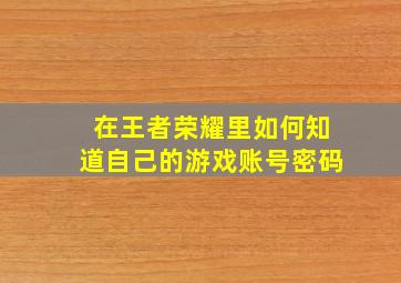 在王者荣耀里如何知道自己的游戏账号密码