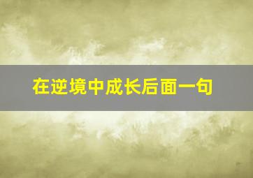 在逆境中成长后面一句