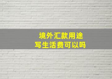 境外汇款用途写生活费可以吗