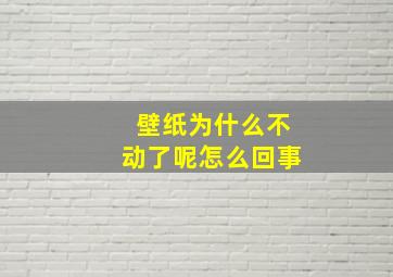 壁纸为什么不动了呢怎么回事