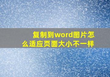 复制到word图片怎么适应页面大小不一样