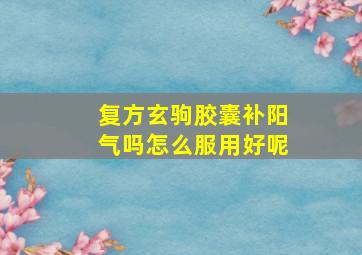 复方玄驹胶囊补阳气吗怎么服用好呢