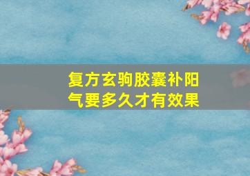 复方玄驹胶囊补阳气要多久才有效果