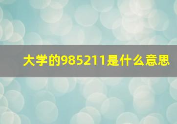 大学的985211是什么意思