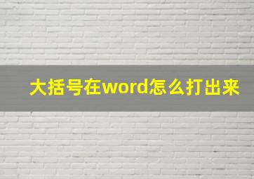 大括号在word怎么打出来