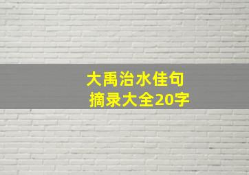 大禹治水佳句摘录大全20字