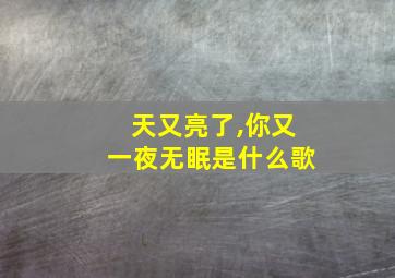 天又亮了,你又一夜无眠是什么歌