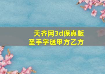 天齐网3d保真版圣手字谜甲方乙方