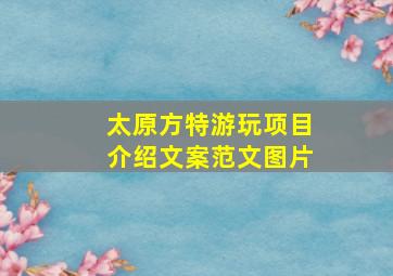 太原方特游玩项目介绍文案范文图片