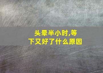 头晕半小时,等下又好了什么原因