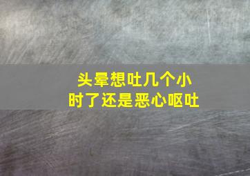 头晕想吐几个小时了还是恶心呕吐